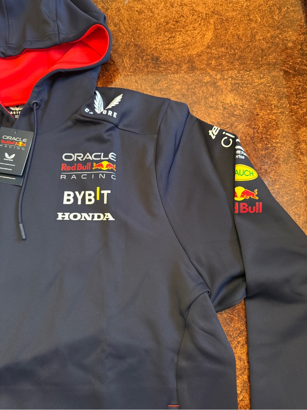 Red Bull Racing Mens Navy and Red Hoodie - Picture 3 of 9